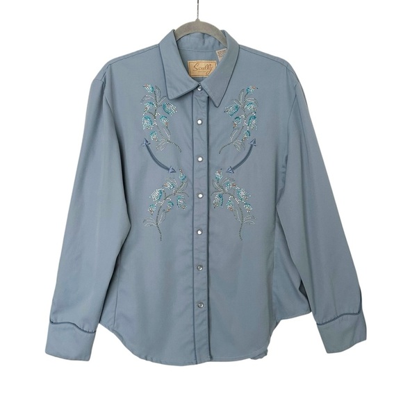 Vintage SCULLY Western Embellished Pearl Snap Shirt Cowgirl Show Shirt Size XL